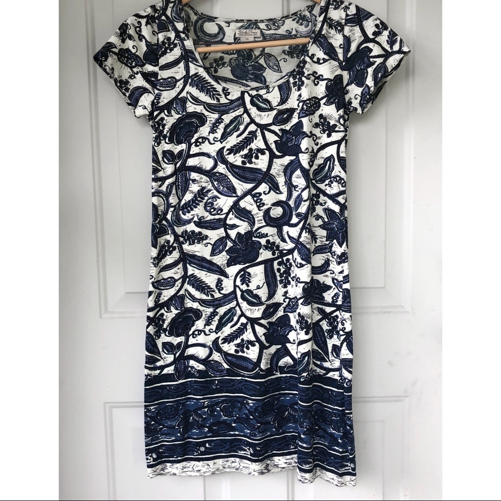Lucky Brand Dress Blue and White Floral Print